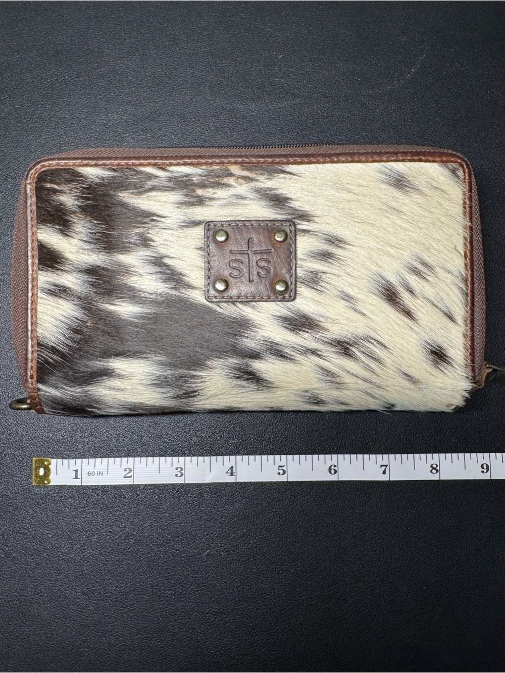 STS Ranchwear Brown & Cream Hair-On Hide Zip-Around Wallet